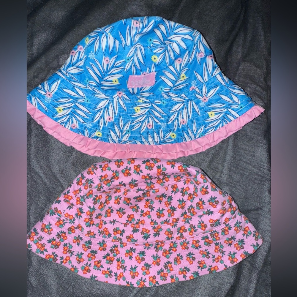 UV SKINZ Floral Kids Sun Hats - Blue and Pink